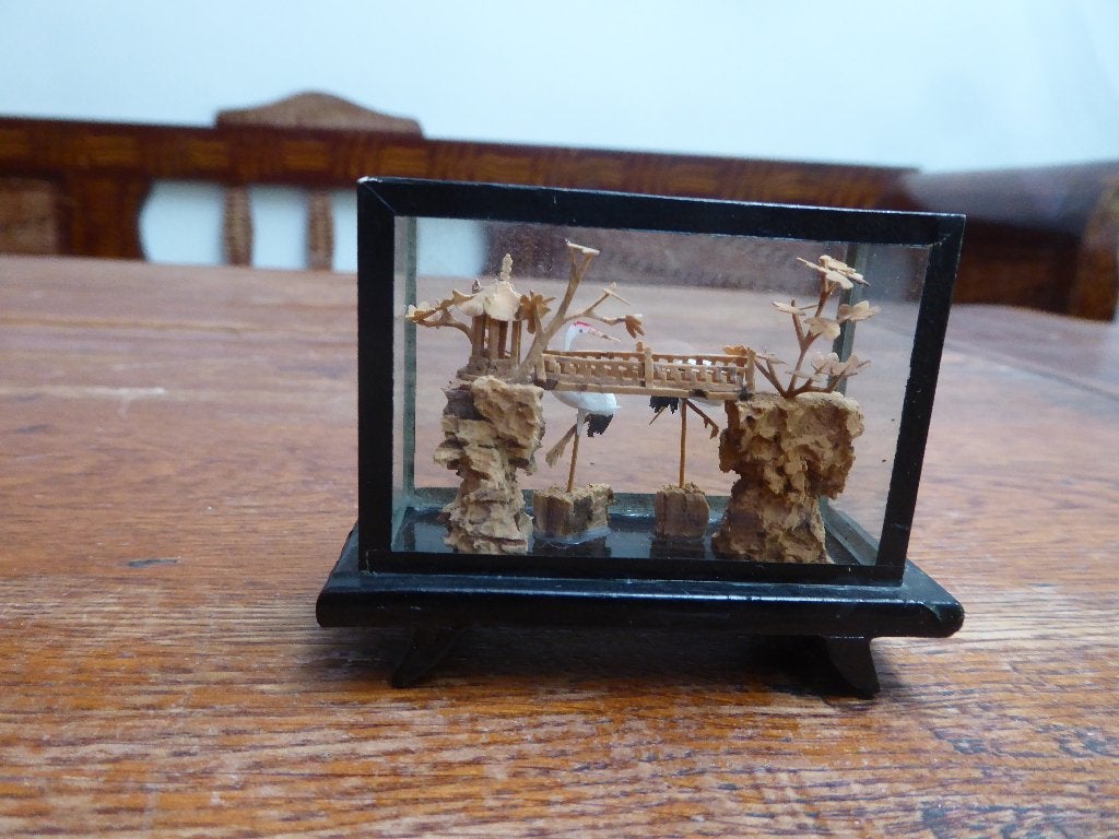 Chinese diorama met kurksnijwerk (3), Ophalen of Verzenden