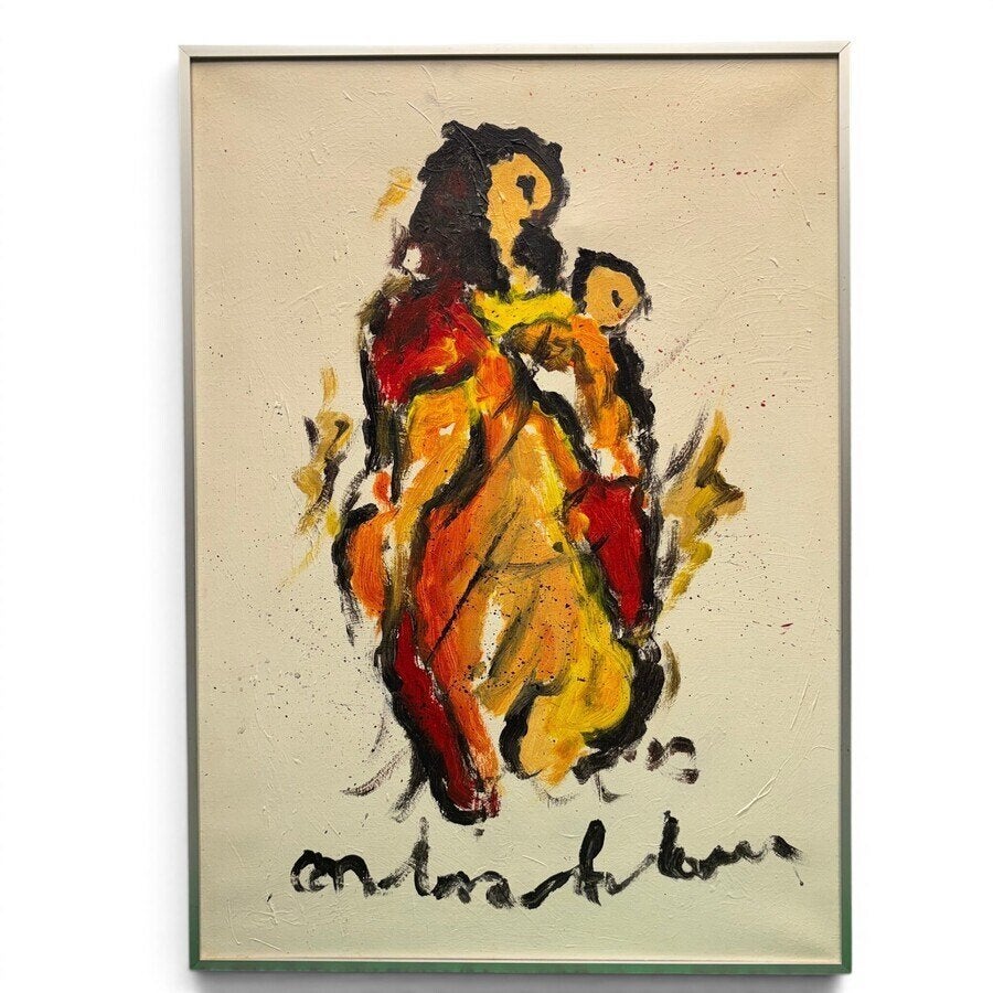 Anton Heyboer (1924-2005) - Moeder met kind, Antiek en Kunst, Kunst | Schilderijen | Modern, Ophalen of Verzenden