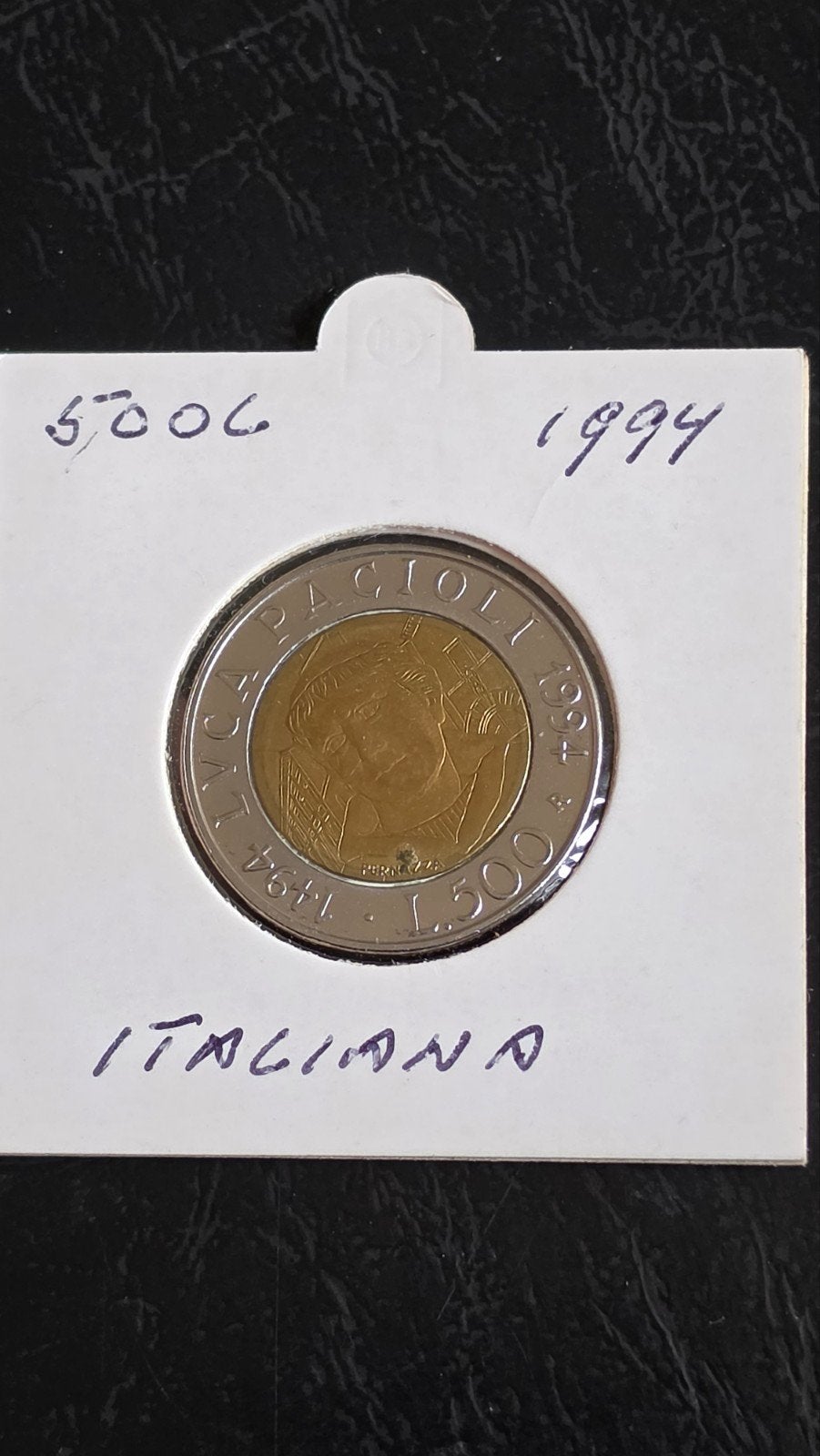 Italiaanse 500 Lire munt 1994 - Paolo Uccello, Ophalen of Verzenden, Gestempeld