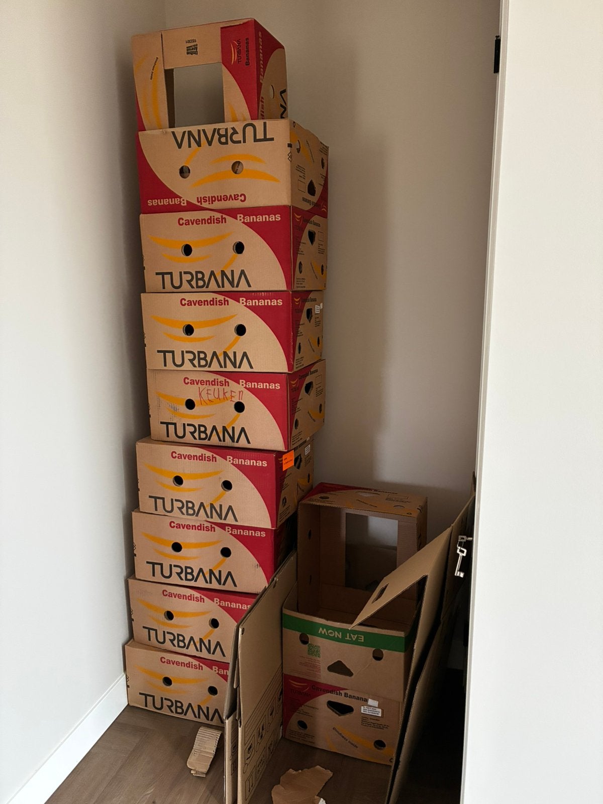 Verhuisdozen / bananen dozen €0,50 per stuk, Ophalen, Doos, 40 tot 60 cm, 50 tot 75 cm