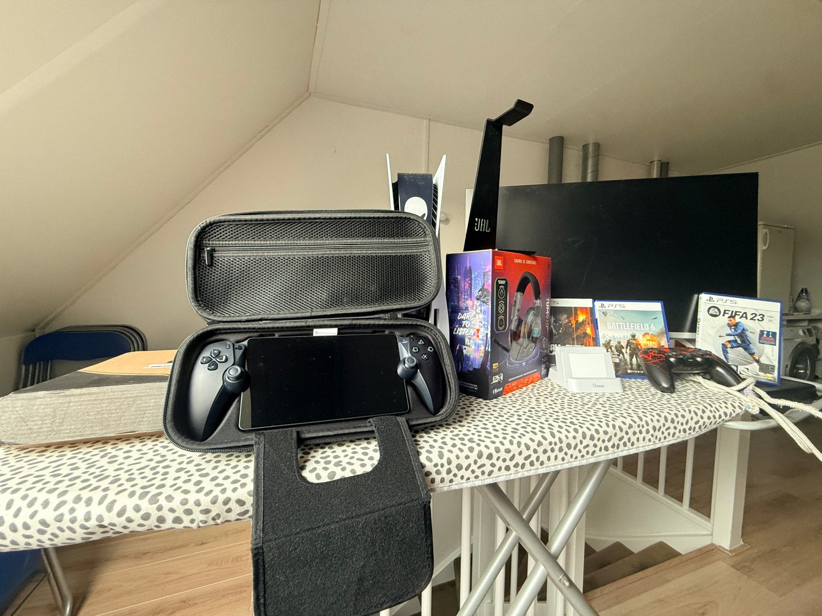 PS5+Portal Modded Controller JBL Quantum 910 monitor games, Ophalen, Zo goed als nieuw