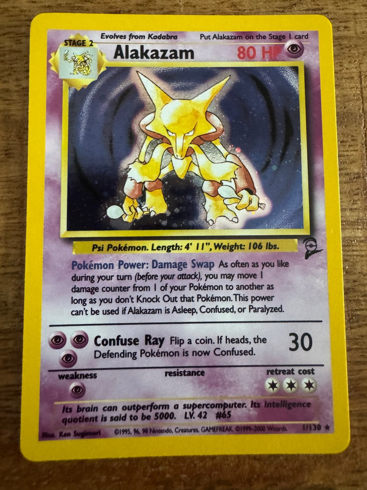 Alakazam Pokémon kaart 1/130 Base Set 2 - Zeldzaam!, Ophalen of Verzenden, Losse kaart