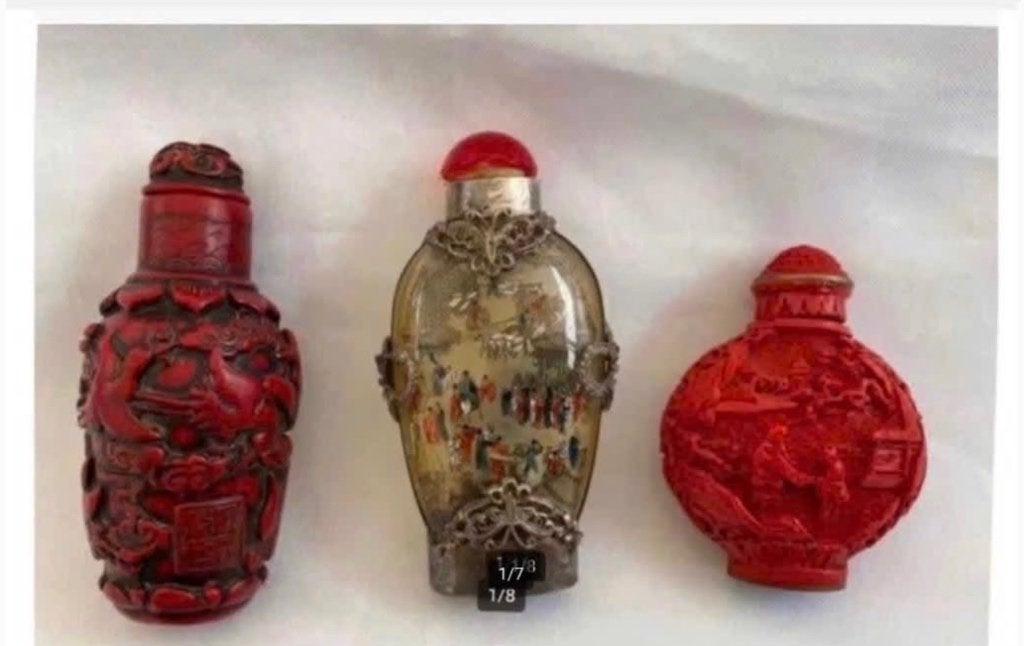 3 x antieke Chinese parfum flesjes 6-8 cm, prijs per stuk, Antiek en Kunst, Ophalen of Verzenden