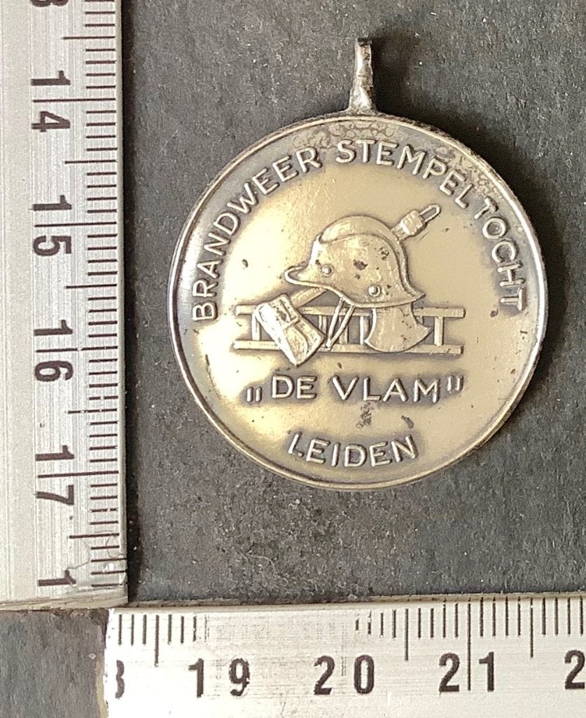 medaille, wandelsport, Leiden, de Vlam, Brandweer (L7, Ophalen of Verzenden, Overige materialen, Nederland