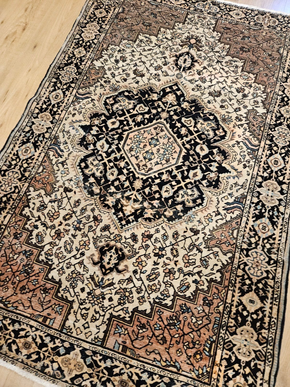 Vintage handgeknoopt perzisch tapijt feraghan antiek 152x100, Info@SlatsAntiek.nl, Tweedehands, 100 tot 150 cm, Perzisch