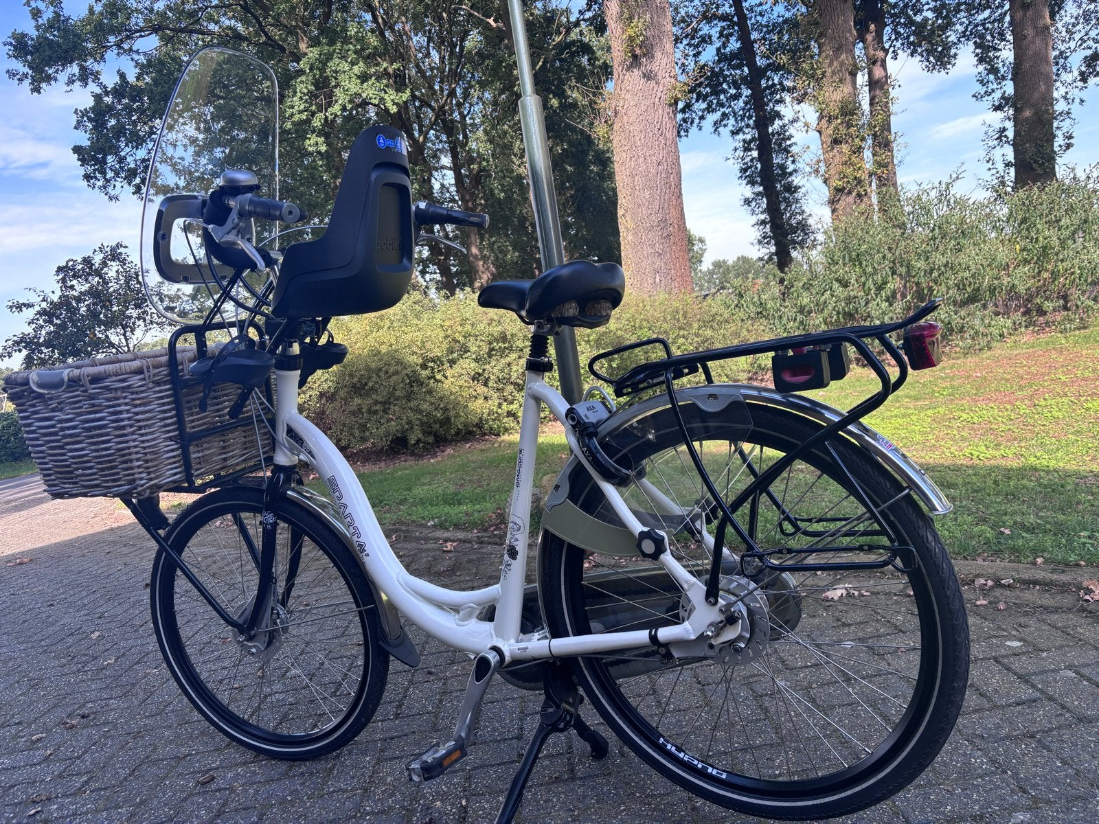 Sparta damesfiets met kinderzitje en windscherm, Ophalen, Sparta, Velgrem, 53 tot 56 cm
