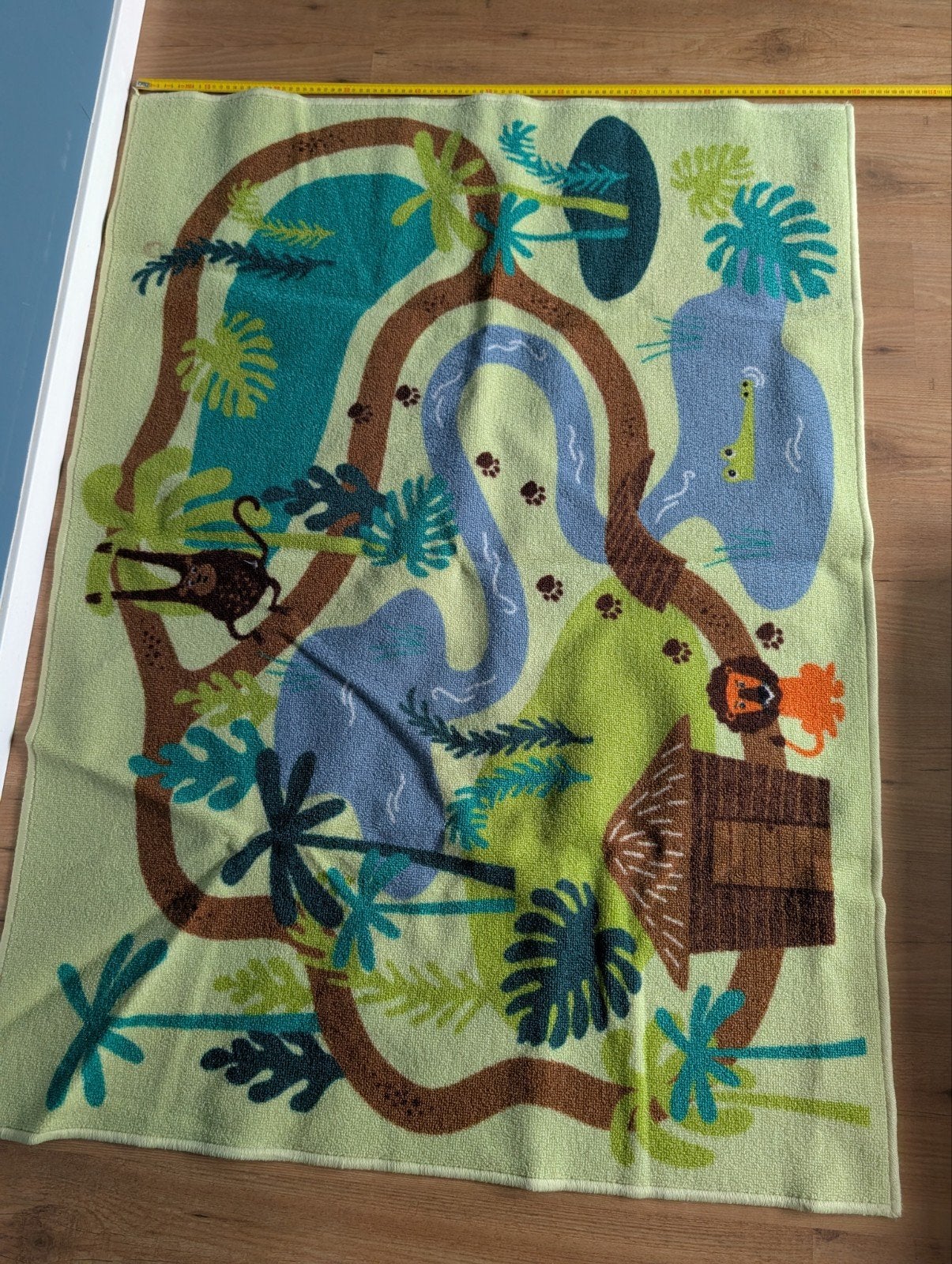 Vrolijk speelkleed met jungle thema (135x100 cm), Groen, Gebruikt, 50 tot 100 cm, 100 tot 150 cm