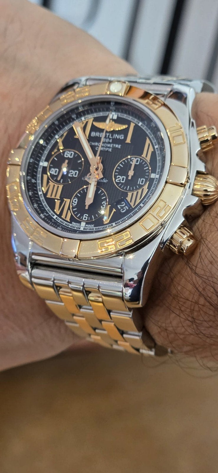 Breitling Chronomat B01 Staal Goud 44mm, Ophalen of Verzenden, Goud, Staal, Breitling