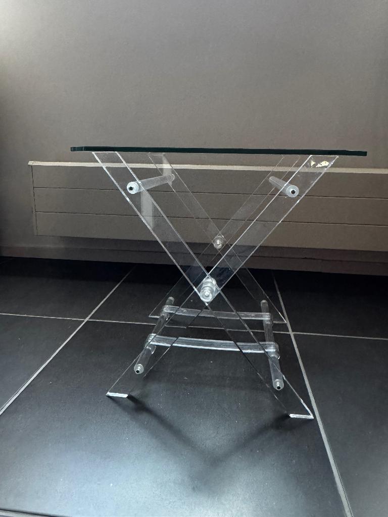 bijzettafel van plexiglas (1 gratis erbij), Gebruikt, Vierkant, Ophalen, 45 tot 60 cm
