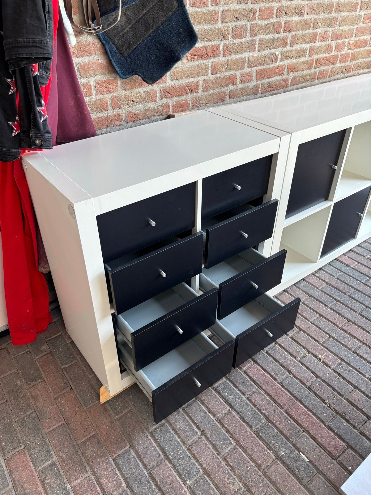 IKEA Kallax Kast met Zwarte Lades, Ophalen, Gebruikt, 50 tot 100 cm, Met lade(s)