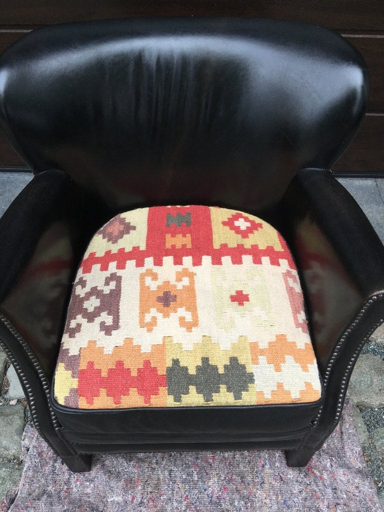 Zeldzame vintage Professor fauteuil met kelim, Ophalen, Gebruikt, 75 tot 100 cm, 50 tot 75 cm