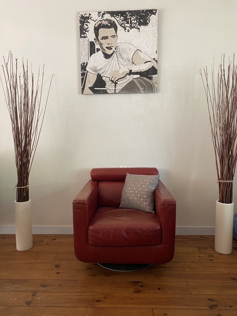 James Dean mozaiek met de hand gemaakt 80 x 80 cm, Ophalen of Verzenden