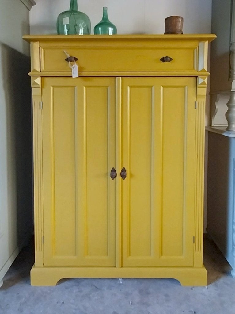 Oude meidenkast mosterdgeel 102*54*140,5 cm, Ophalen of Verzenden