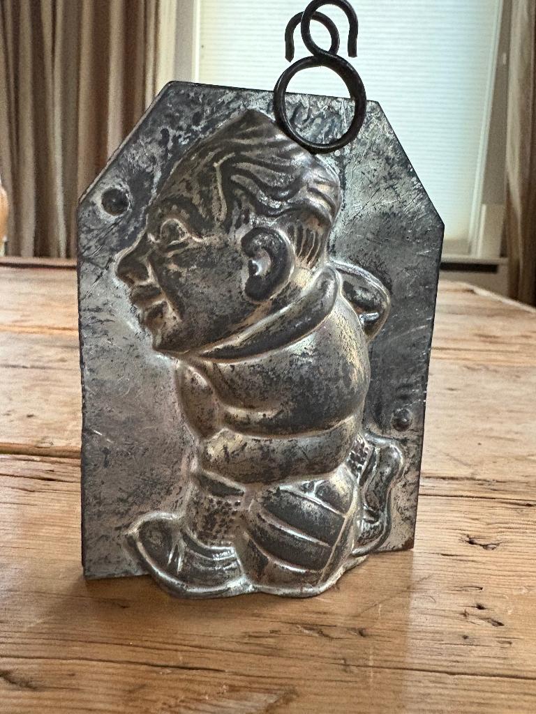 Chocolade mal vorm dubbel voetballer vintage brocante, Ophalen of Verzenden