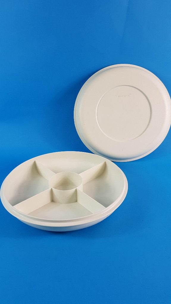 Tupperware hapjesschaal 5 vakken wit, met deksel. (1) S0, Tweedehands verkoop, Tweedehands verkoop, Gebruikt, Schaal