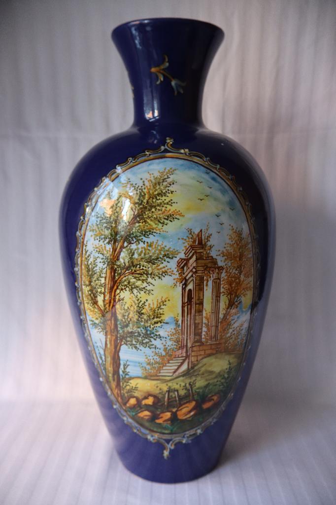 Antiek Angelo Minghetti Italie monumentale majolica vaas, Ophalen of Verzenden