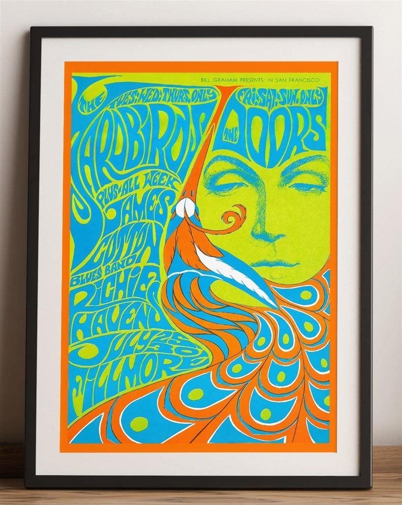 THE DOORS Psychedelic 60s muziek Poster Affiche, Verzenden, Nieuw, Poster, Artwork of Schilderij