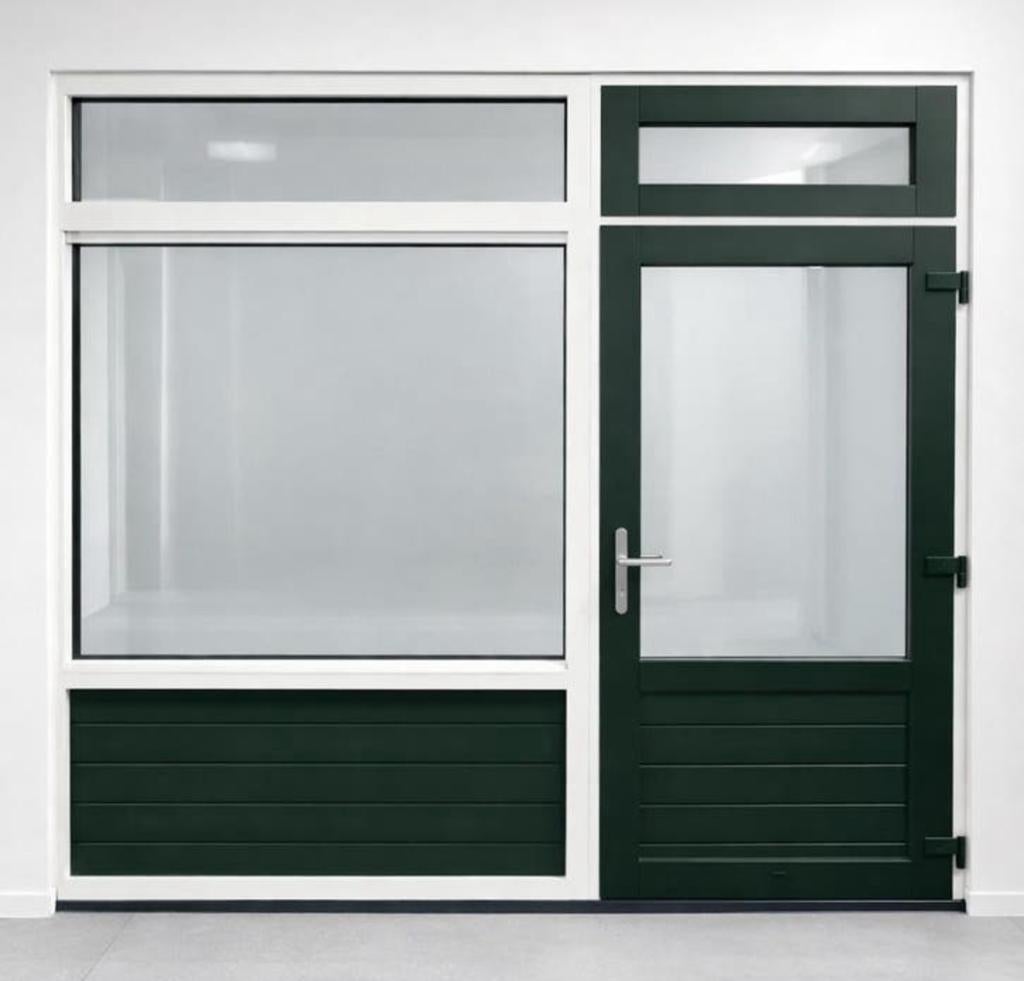 Kunststof Pui met Deur 252x247 cm – HR++ Glas, Ophalen, Kunststof, Gebruikt, Deurkozijn