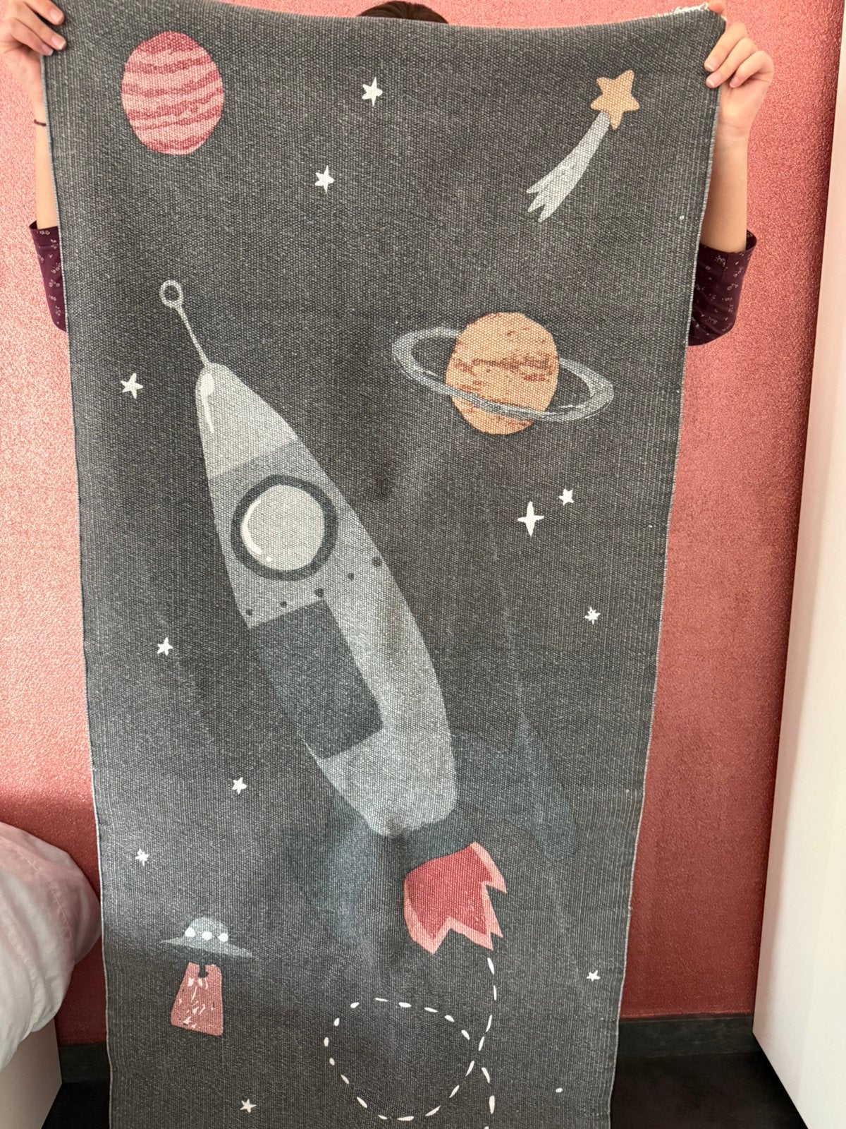 Vloerkleed planetenprint 70x140 cm, Kinderen en Baby's, Kleed of Kussen, Ophalen of Verzenden, Wasbaar, Meerkleurig