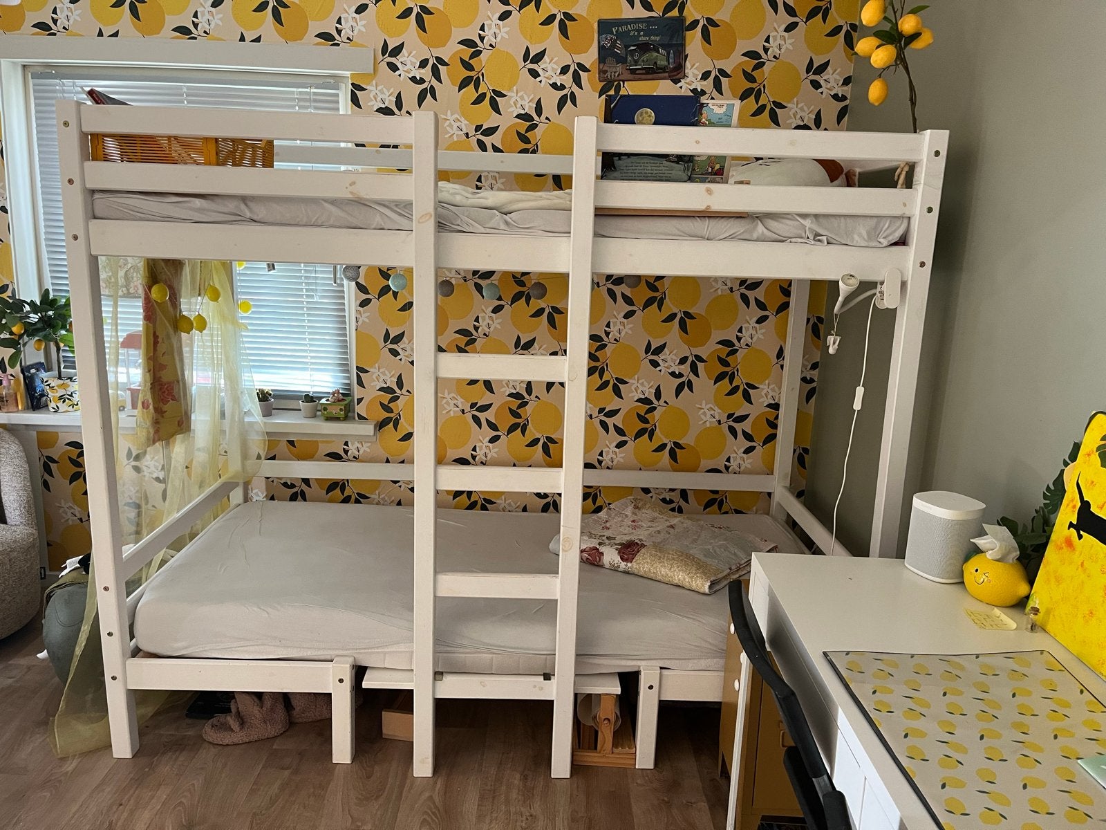 Stevig wit stapelbed met ladder - ideaal voor kinderkamer, Ophalen, Gebruikt, 90 cm, 160 tot 180 cm