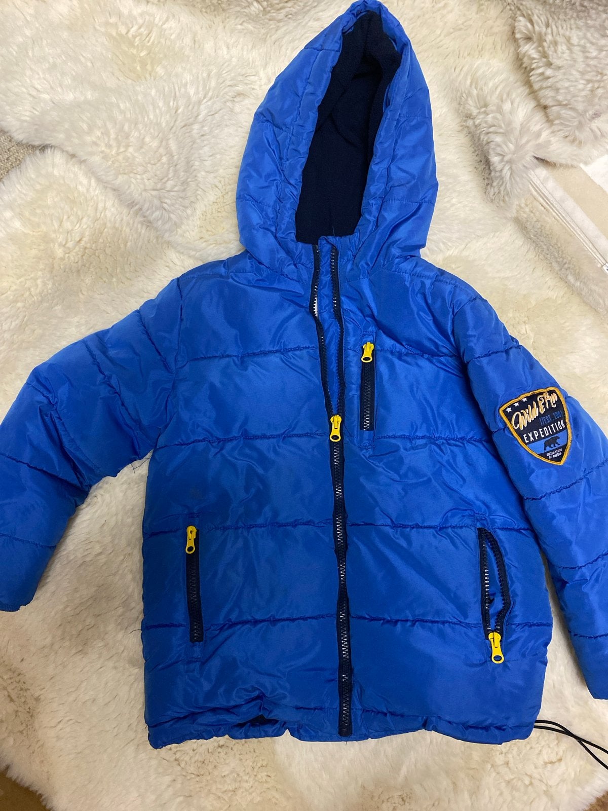 Blauwe winterjas voor jongens - Infinity Kids maat 122, Ophalen of Verzenden, Gebruikt, Jongen, Jas