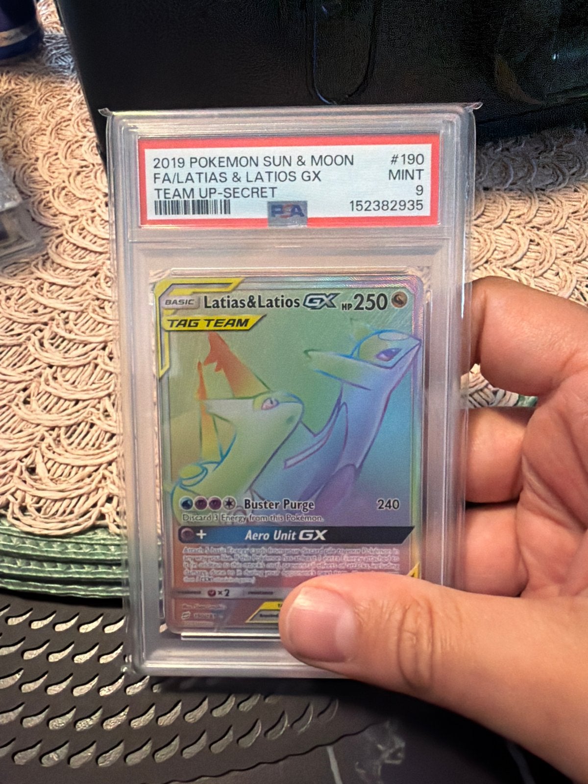 Latias & Latios GX #190 PSA 9 MINT Pokémon Kaart, Ophalen of Verzenden, Zo goed als nieuw, Losse kaart