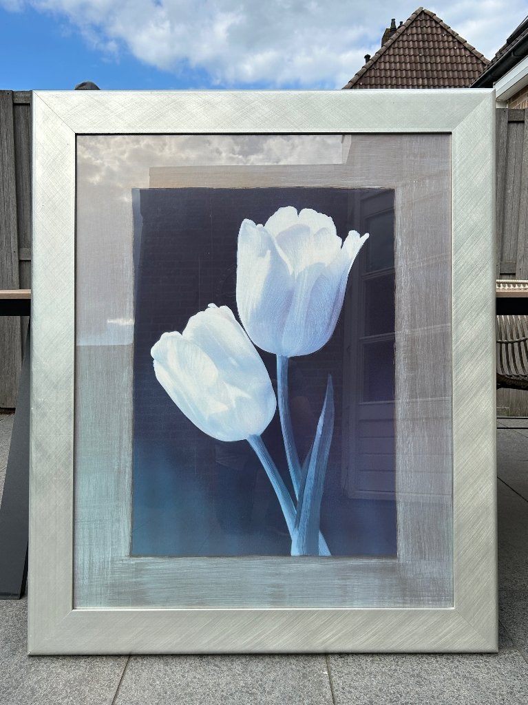 Grote ingelijste print van twee tulpen (117 x 97 x 2.5 cm), Ophalen, Zo goed als nieuw, 100 tot 125 cm, Foto of Poster