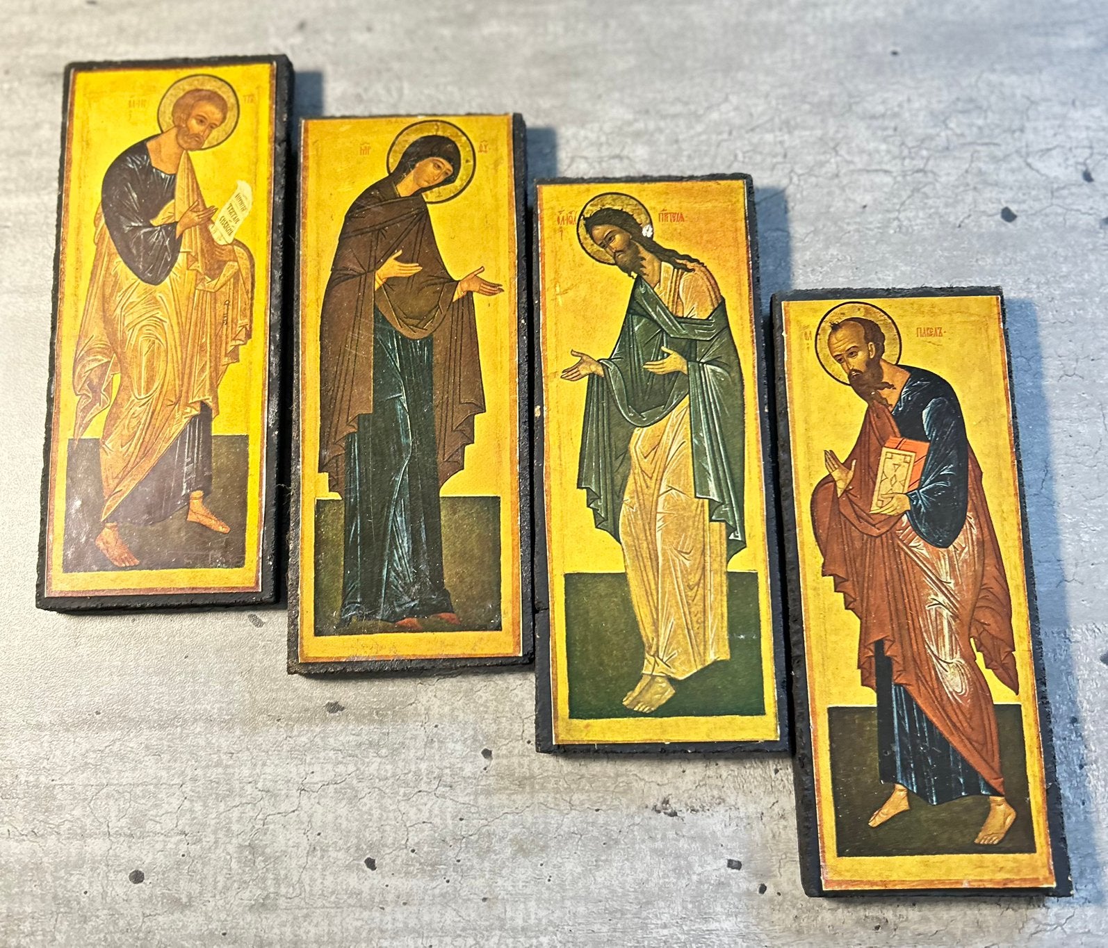 4 x paneeltjes repro Orthodox icoon, heiligen, prijs per 4, Antiek en Kunst, Antiek | Religie, Ophalen of Verzenden