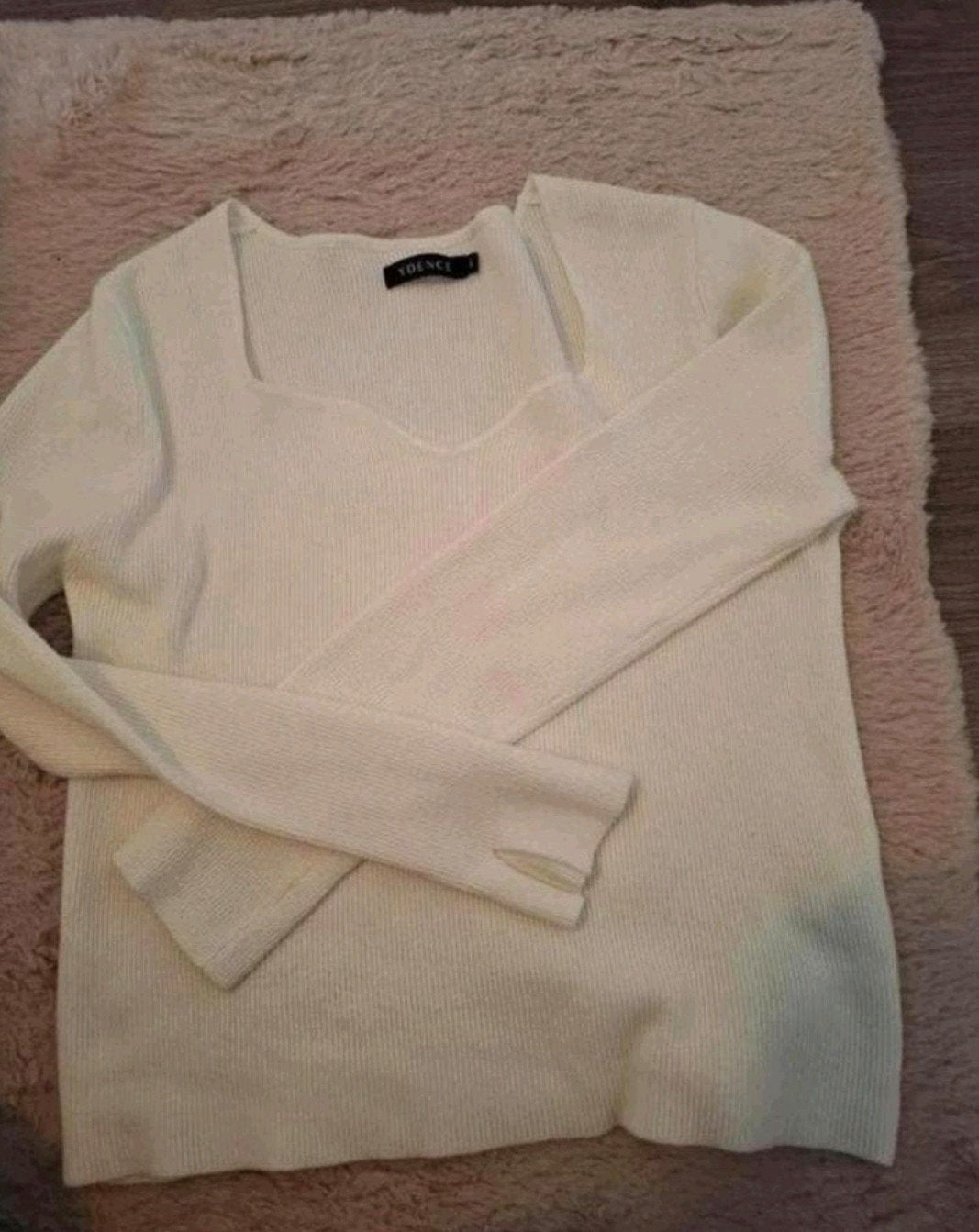 Ydence rib top/trui crème wit - maat L, Kleding | Dames, Wit, Maat 42/44 (L), Zo goed als nieuw, Ydence