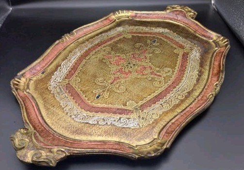Groot Vintage Florentijns Dienblad–59x39cm Barok stijl., Antiek en Kunst, Ophalen of Verzenden