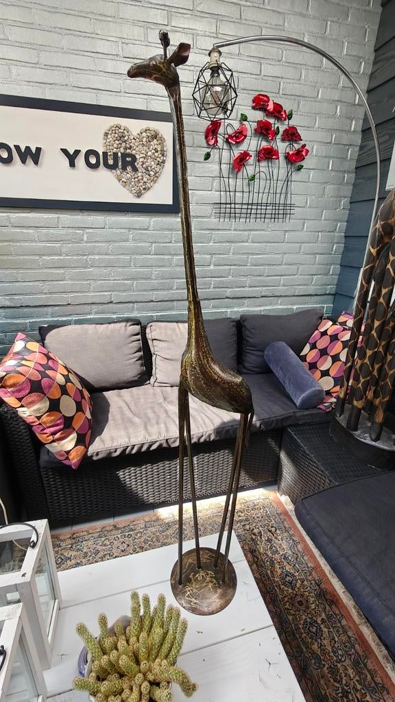 Grote metalen giraf decoratie - uniek en stijlvol, Ophalen of Verzenden, Zo goed als nieuw, Bruin, Metaal