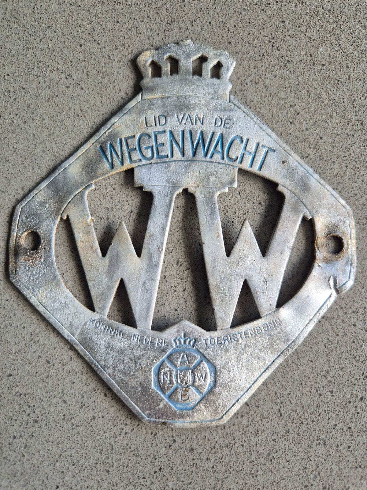 Vintage ANWB Wegenwacht schild / embleem, Ophalen of Verzenden