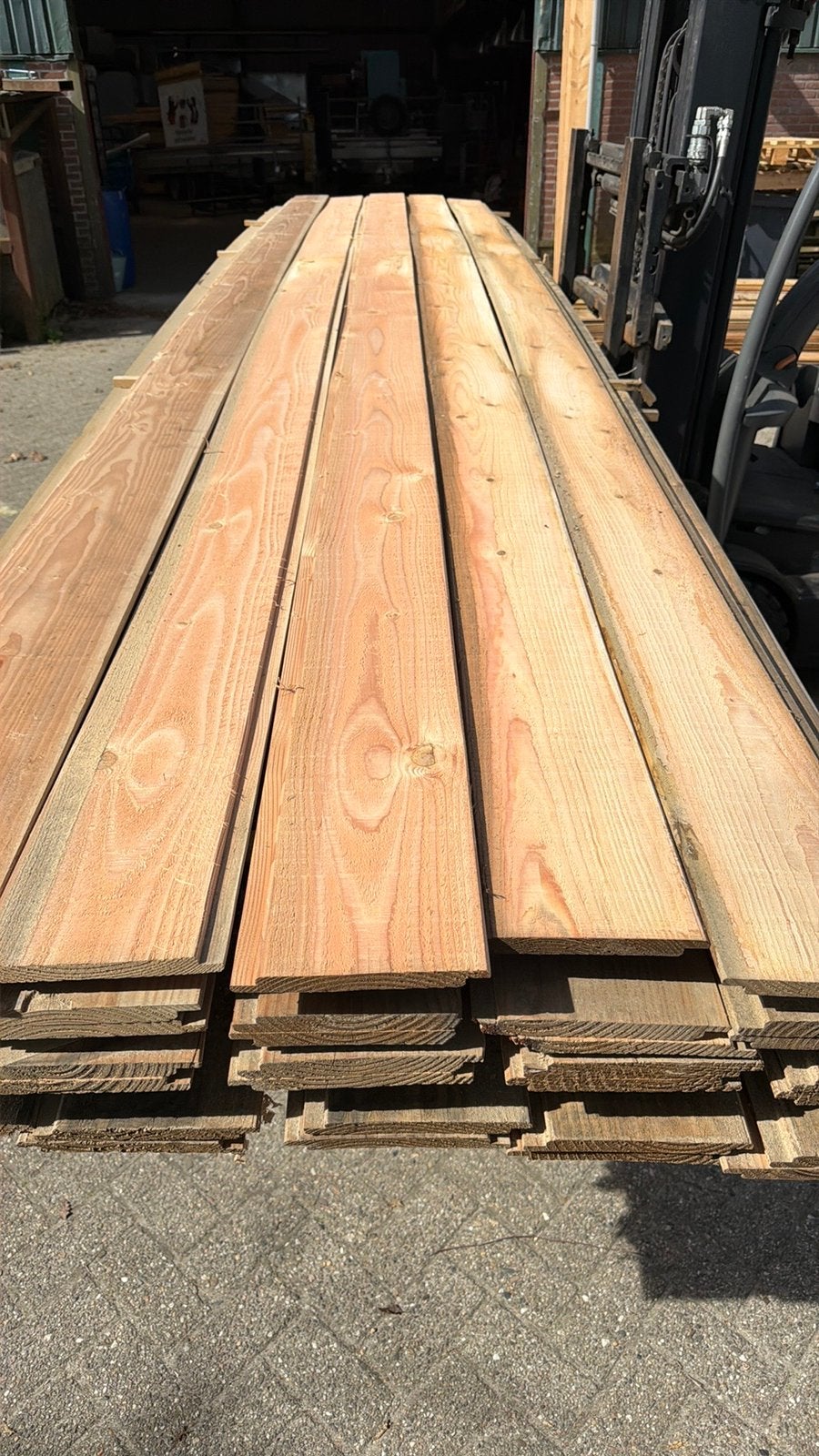 Douglas hout planken halfhouts dakbeschot dubbellips 18x190, Ophalen, Nieuw, 250 cm of meer, Planken