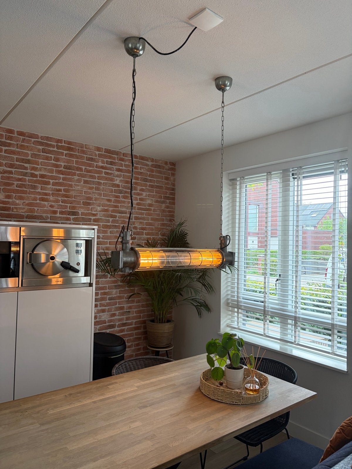 Industriële buislamp met lampen - Stoer en sfeervol, Ophalen, Zo goed als nieuw, Metaal, G13 (TL)