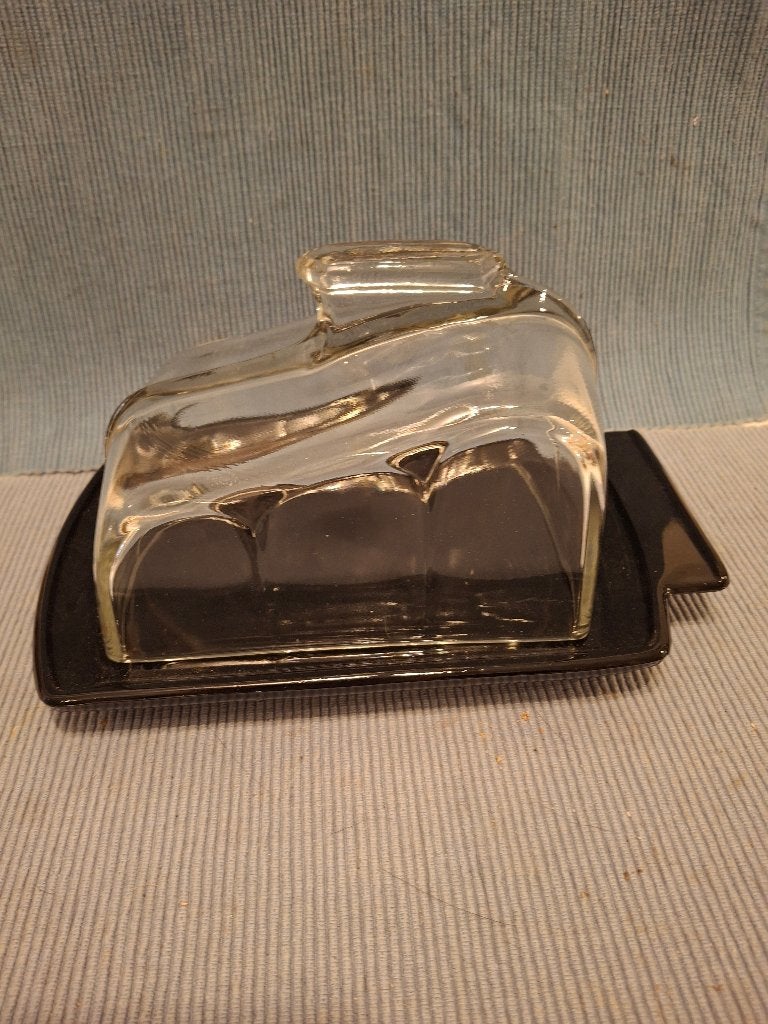 A Copier - Leerdam - mooie Art Deco glazen kaasstolp, Ophalen of Verzenden