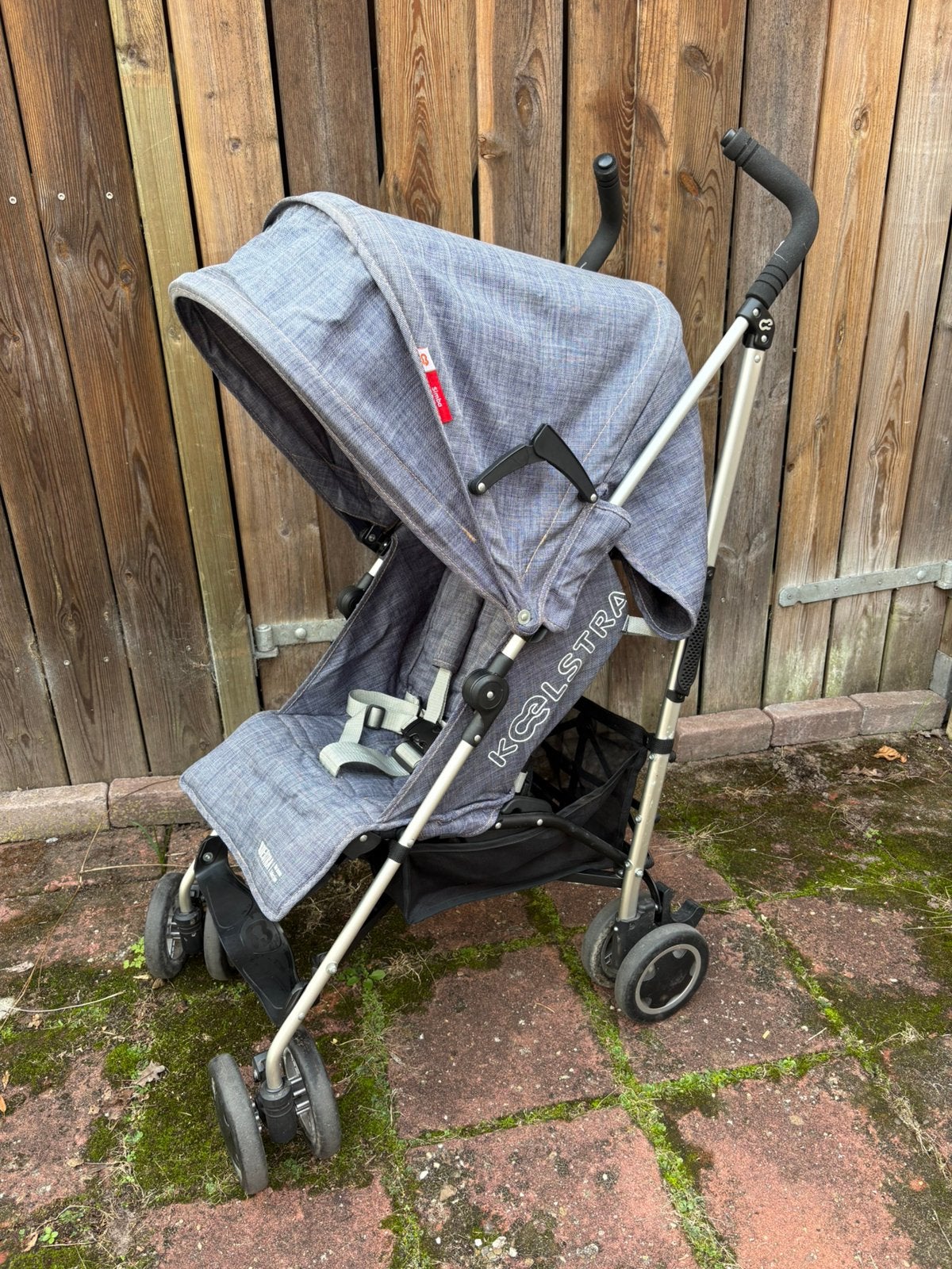KOELSTRA BUGGY Simba T4 denim + rode KOELSTRA VOETENZAK, Ophalen, Zo goed als nieuw, Koelstra, Verstelbare rugleuning