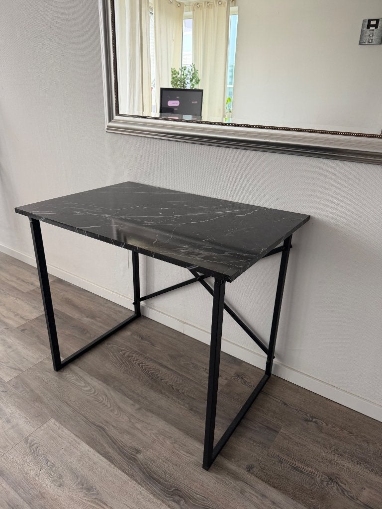 Black table / desk with marble look top, Ophalen, Zo goed als nieuw, Overige merken, Overige materialen