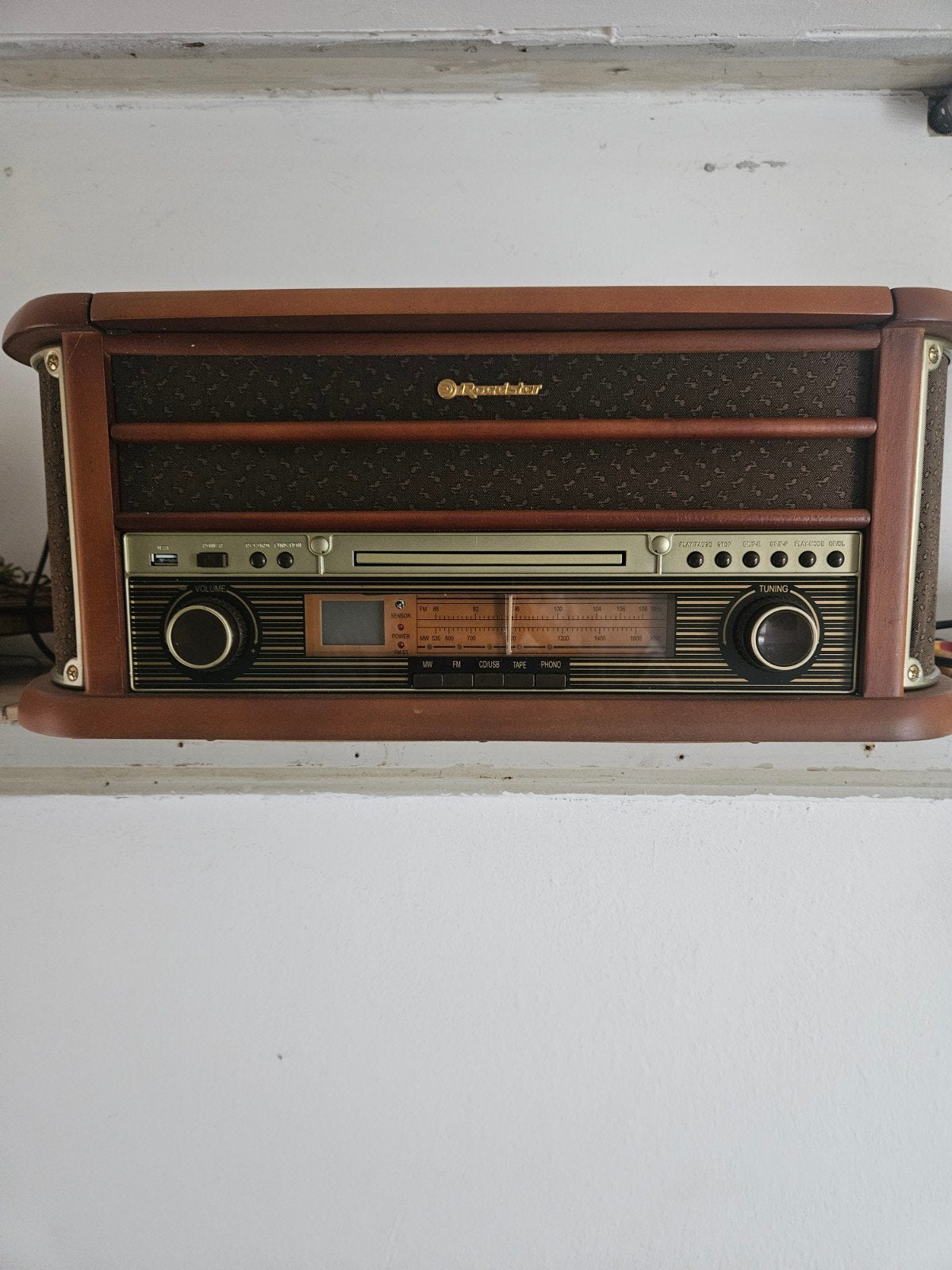 Roadstar Vintage Look Radio Pickup CD Cassette Speler, Ophalen, Gebruikt, Cassettedeck, Overige merken