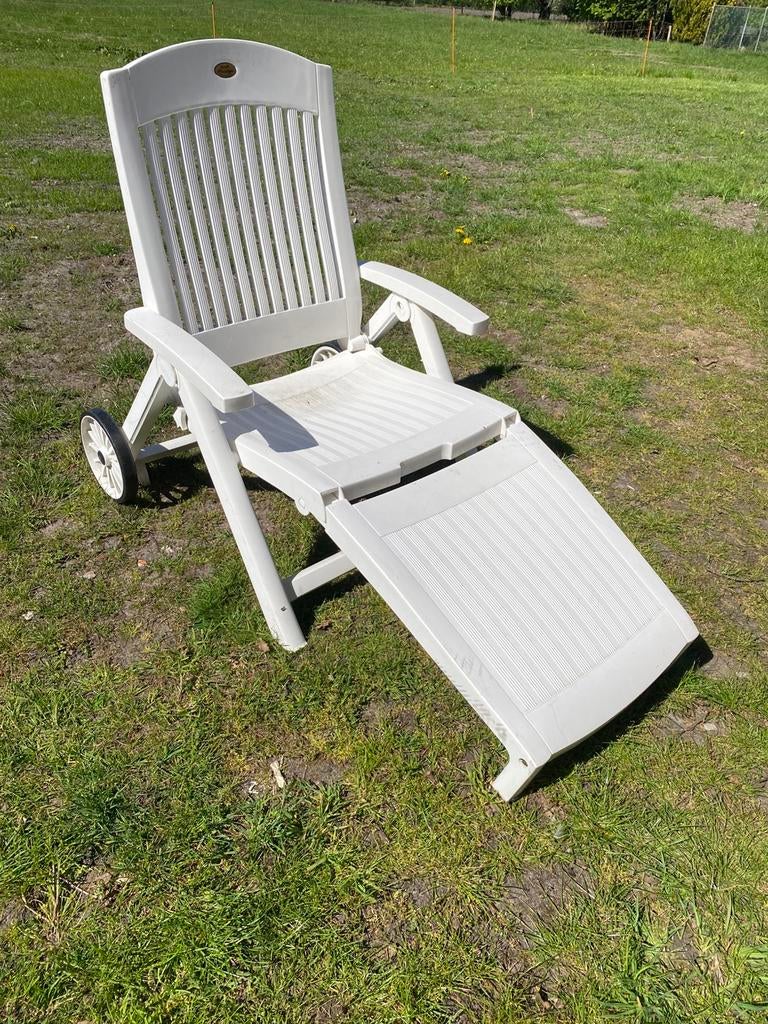 Hartman prestige ligstoel tuinstoel wit, Ophalen, Gebruikt, Kunststof