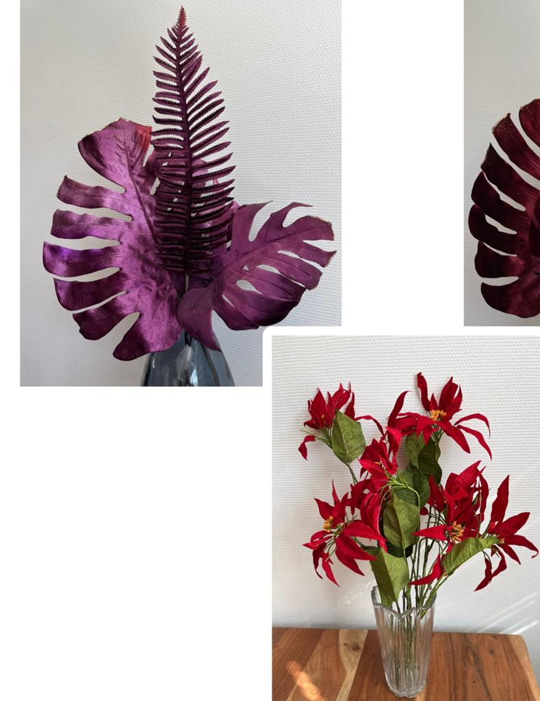 Zolderopruiming: Kunstbladeren Paars en Bloemen Rood Boeket, Ophalen