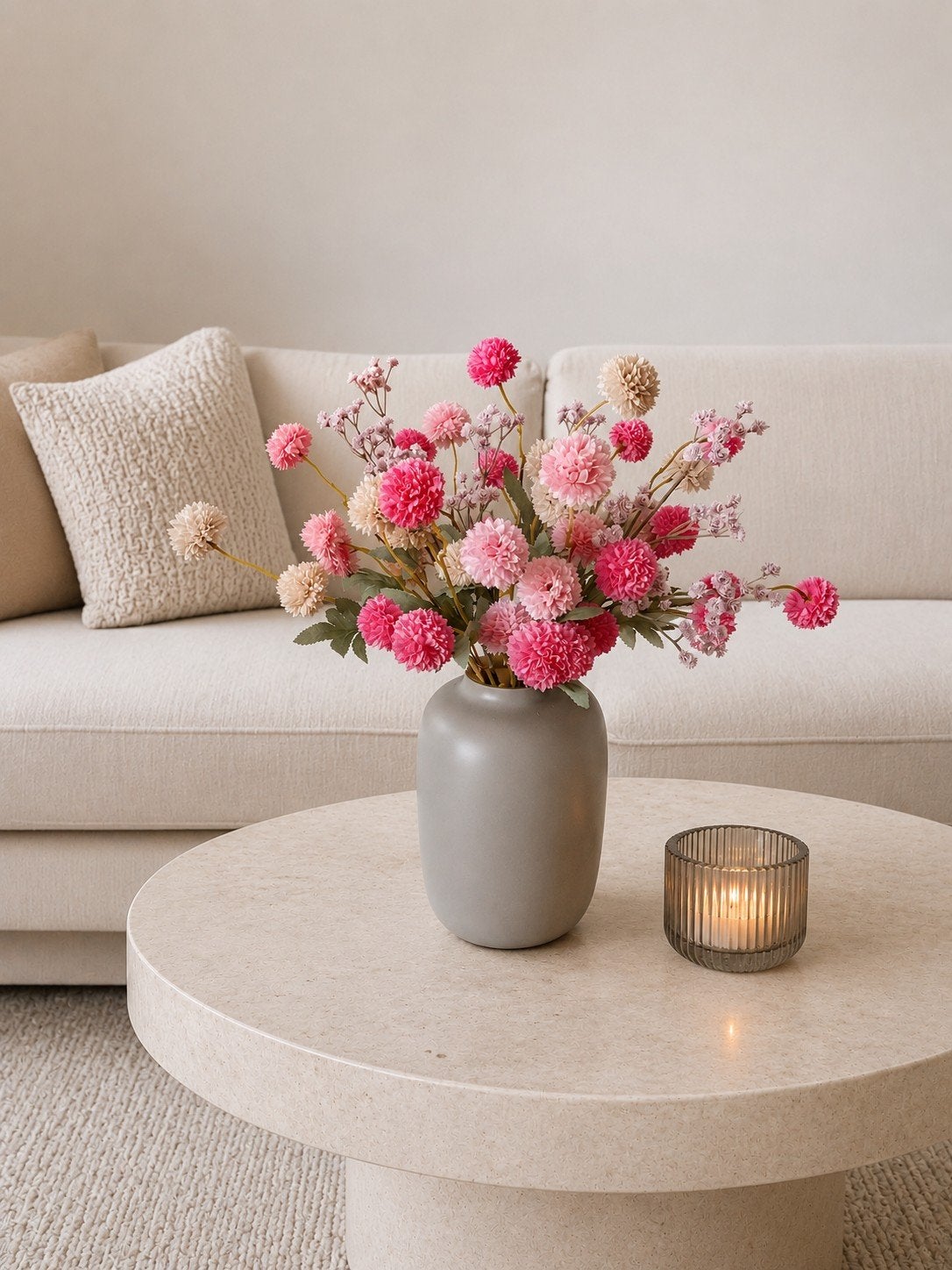 Kunstbloemen boeket Roze / Beige, Ophalen of Verzenden, Nieuw, Poppenhuis