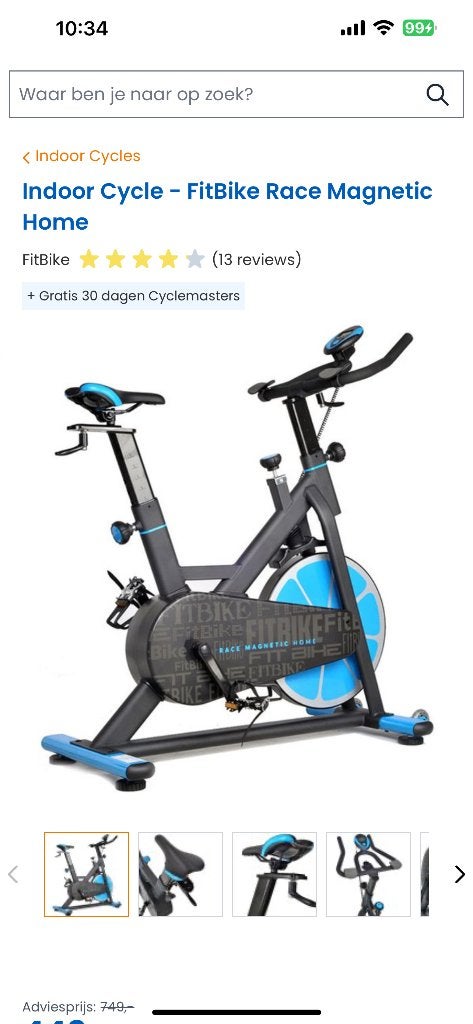 Hometrainer, fitbike , spinning fiets, Ophalen, Zo goed als nieuw, Metaal, Benen