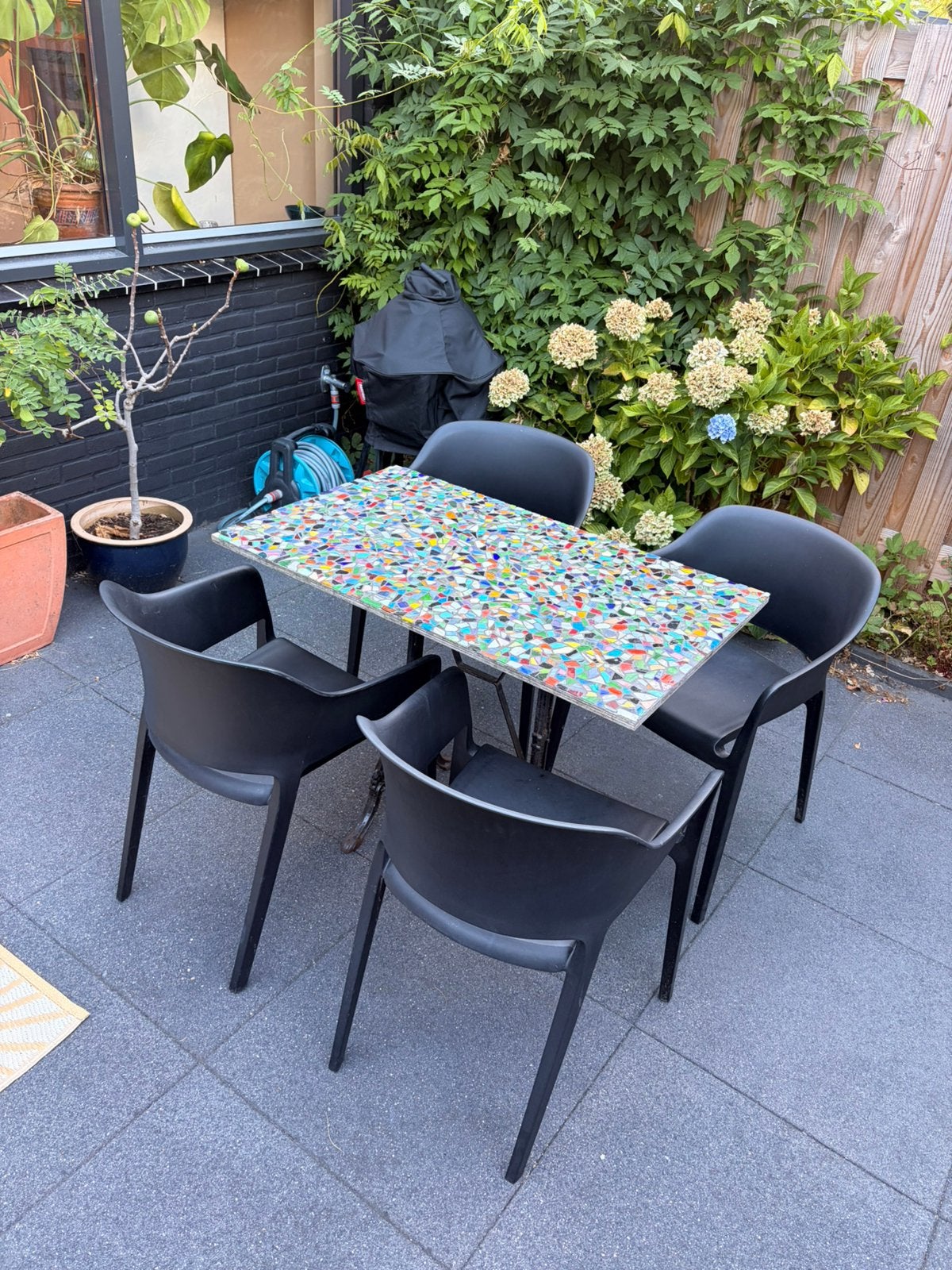 Zwarte tuinstoelen (6 stuks), Tuin en Terras, Tuinstoelen, Ophalen, Gebruikt, Kunststof
