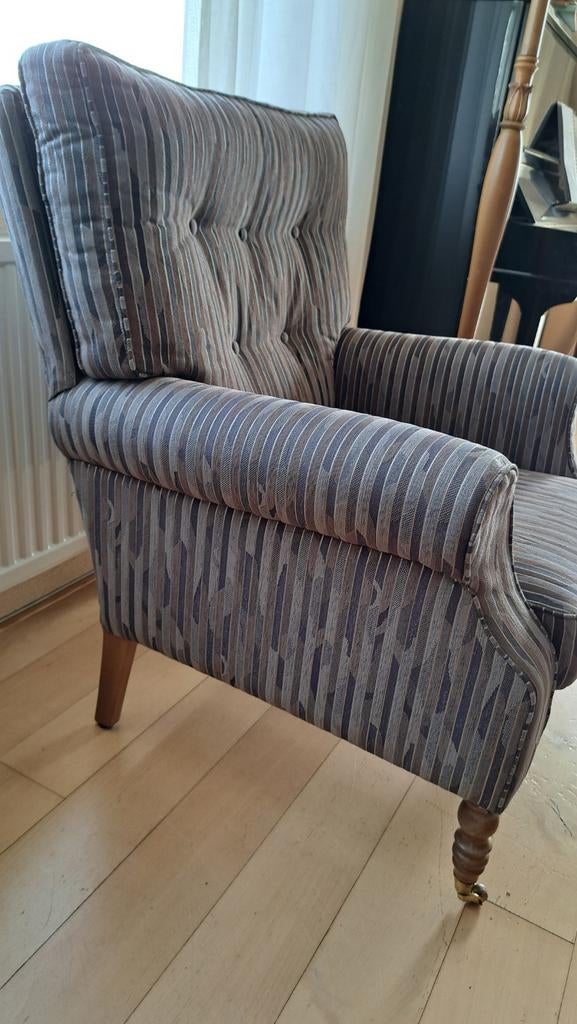 Mooie gestreepte fauteuil - Ophalen in Maarssen, Gebruikt, Klassiek, Comfortabel, 75 tot 100 cm, Ophalen of Verzenden