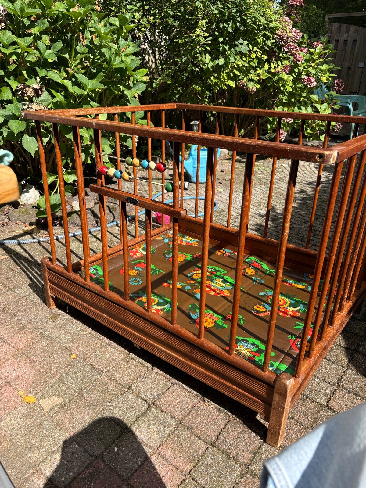 Vintage houten box, Ophalen, Gebruikt, Rechthoekig, Boxkleed