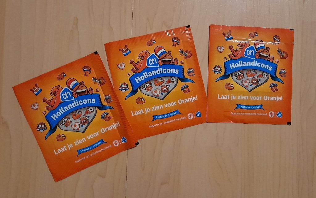 3 ZAKJES HOLLAND ICONS MET 1 STICKER en 1 TATTOO ACTIE AH, Albert Heijn, Ophalen of Verzenden