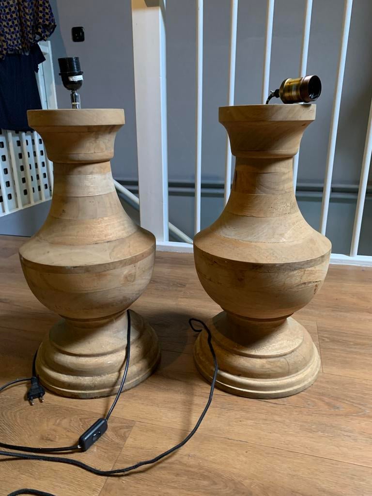 Tafellamp Baluster Hout, Ophalen of Verzenden, Zo goed als nieuw, Hout, Minder dan 50 cm
