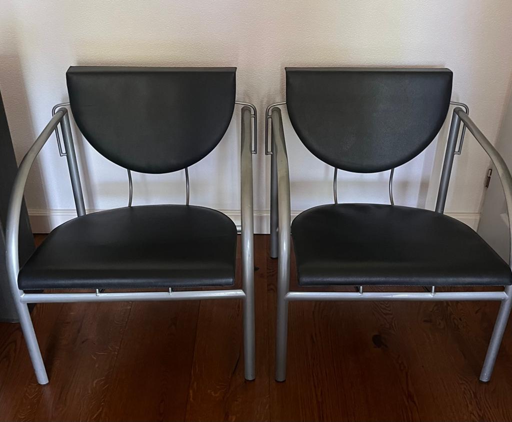 Vintage Kokatu Lederen loungestoelen van M.A. Cigan, Ophalen, Zwart, Leer, Twee