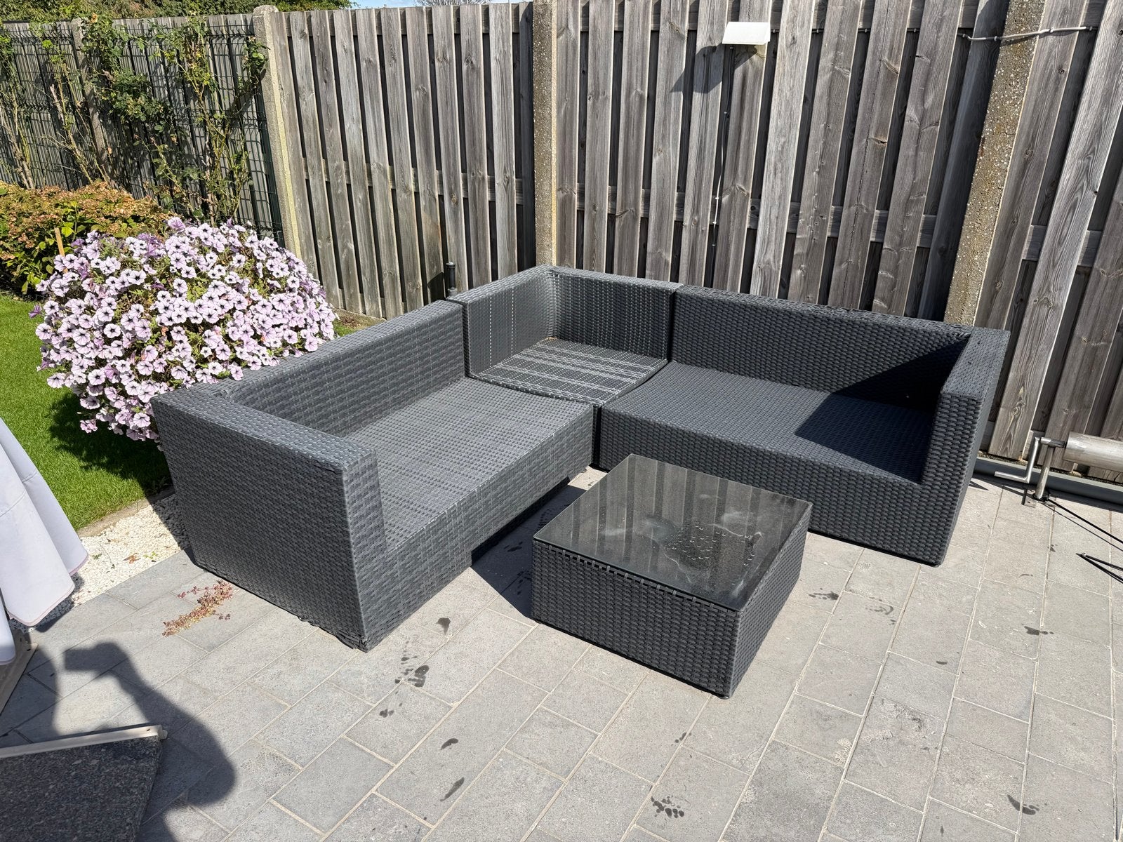 Hoekbank tuin loungeset 2.10m x 2.10m incl. kussens BOCHOLT, Tuin en Terras, Ophalen, 5 zitplaatsen, Gebruikt, Loungeset