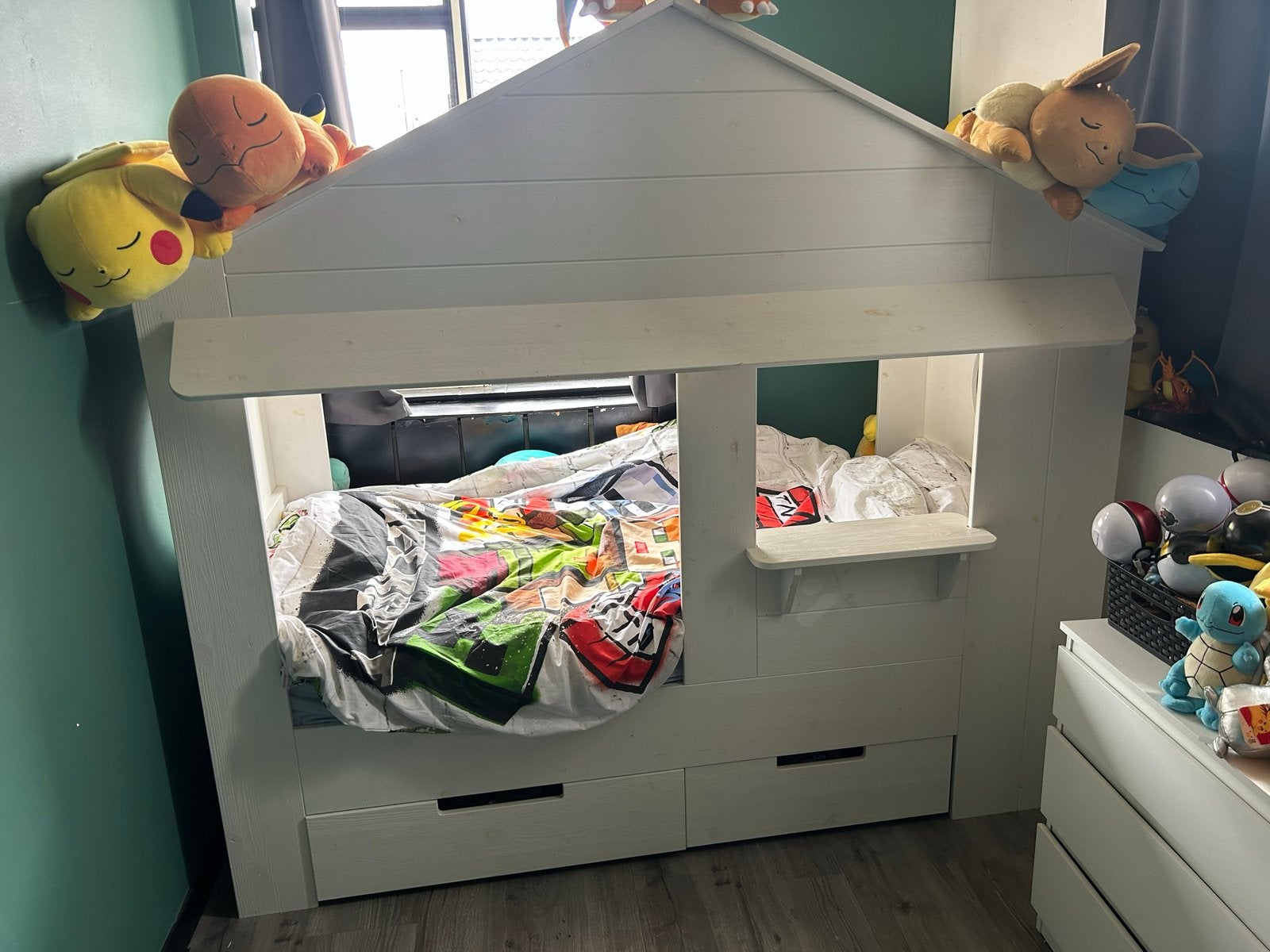 Huis Kinderbed met opbergruimte eenpersoons, Ophalen of Verzenden, Zo goed als nieuw